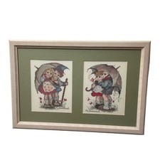 M.I. Hummel Cross Stitch Needle Point Framed Art Rare Vintage Wall Hanging Decor