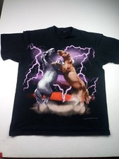 3D Emblem T Shirt 1993 Horse & Lightning Vintage Single Stitch Sz L Made In USA