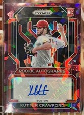 2022 Panini Prizm Baseball Kutter Crawford Purple Cracked Ice Auto /25 Rookie RC
