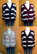 Strickjacke Streifen Oversize mit Perlen und Strass versch. Farben 