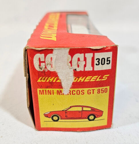 Vintage Corgi 305 Mini Marcos GT 850, Whizzwheels, 1970's Boxed, Collectable - Picture 5 of 13