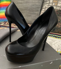Designer Alexander McQueen Leather Platform Pumps Size US 7.5  Black 