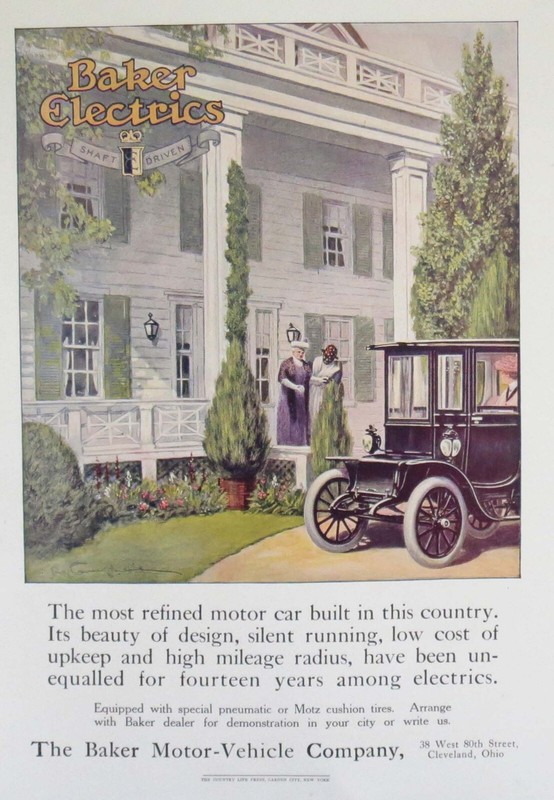 1913 ad for 'the most refined motor car..." from Baker Motor-Vehicle Co
