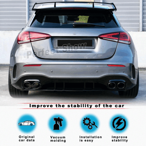 Diffusore posteriore nero lucido con mascherine di scarico per Mecedes W177 A250 Sport A35 - Foto 2 di 13