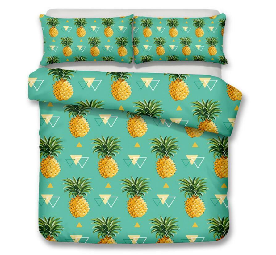 3D Yellow Pineapple ZHUB1323 Bed Pillowcases Quilt Duvet Cover Queen King Zoe Nieuw HOT