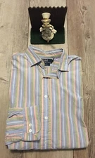 Polo Ralph Lauren Mens Large Regent Classic Fit Button Up Striped Shirt 