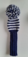 3-Wood Golf Club Headcover, Navy, White Stripes, POM, 12"
