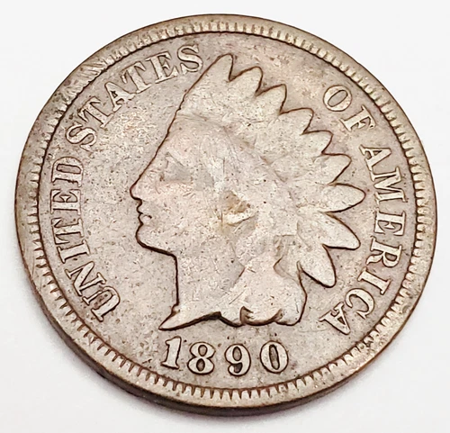 1890 P Indian Head Cent Penny  *G - GOOD*  *FREE SHIPPING*