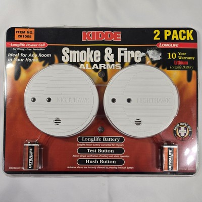 Kidde Smoke & Fire Alarm 2-Pack Nighthawk Longlife Battery Hush Button New