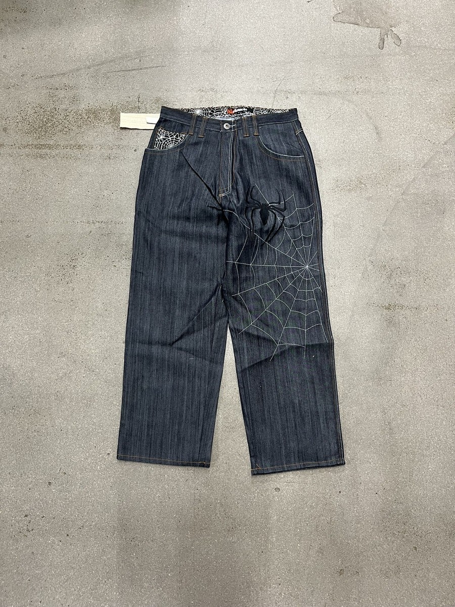 rare y2k ablanche spider dark blue baggy glanz denim 34x32 10” leg