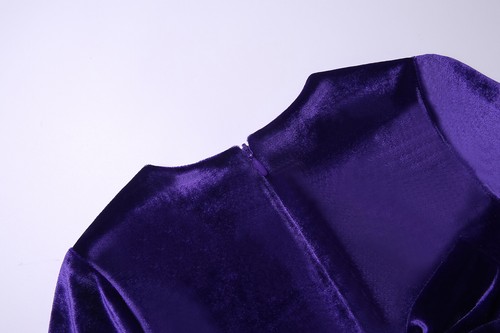 Classic Girls Purple Tulle Dress with Diamond Decoration + Bow Velvet Dress - Picture 12 of 16
