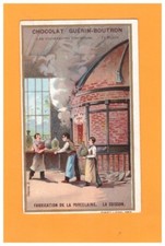 IMAGE CHOCOLAT GUERIN BOUTRON / FOUR CUISSON à PORCELAINE / OUVRIER au Travail