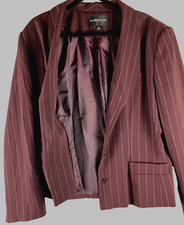 Sag Harbor Blazer Women's Size 18 Pin Stripe Burgundy Fully Lined Shoulder Pads