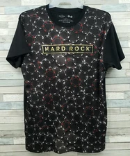 Hard Rock T-Shirt Mens Size Large Poker Chip Casino Black All Over Front Print 