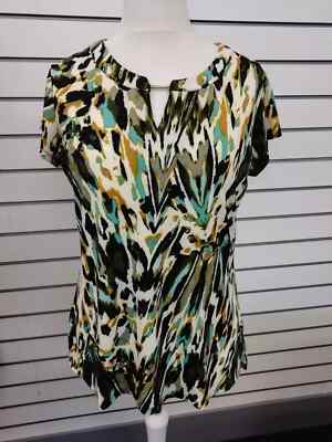 CHA CHA VENTE DAMEN KHAKI SENF BEDRUCKT JERSEY TOP (REF 481)