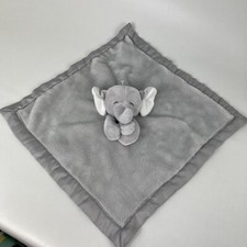 Carters Gray Elephant Security Blanket Soft Velour Satin Lovey Plush Toy