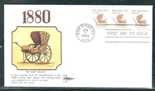 BABY BUGGY 1880s TRANSPORTATION COIL STRIP  GILL CRAFT CACHET 1984 FDC UNAD