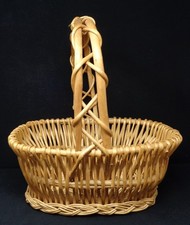 Oval Natural Handled Wicker Basket 12x15