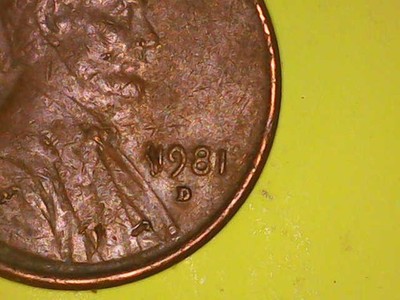 1981 penny no mint mark Fragment on 1 in date