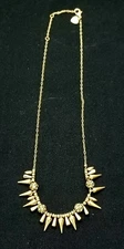 EUC STELLA & DOT Spiked Renegade Cluster Reversible Necklace Gold Tone 17.75"