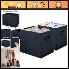 Foldable Fabric Storage Bins with Handles, 15"x13", Black - 2 Pack for Organizin