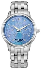 Citizen FD0000-52N Calendrier Eco-Drive Moon Phase Diamond MOP Blue Dial Watch