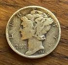 1944 Mercury Dime 10C 90% Silver Circulated WWII Era US Coin