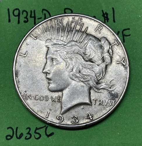 1934-D Peace Dollar $1 XF Extra Fine 90% Silver Better Date See Pictures