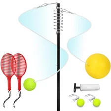 Tetherball Tennis Set with with 360° Swivel Hook Pole，Ball, Rope and