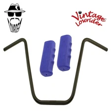 Original Lowrider 16" 22.2 D Handlebar Black Custom 120mm Grips Solid/Blue