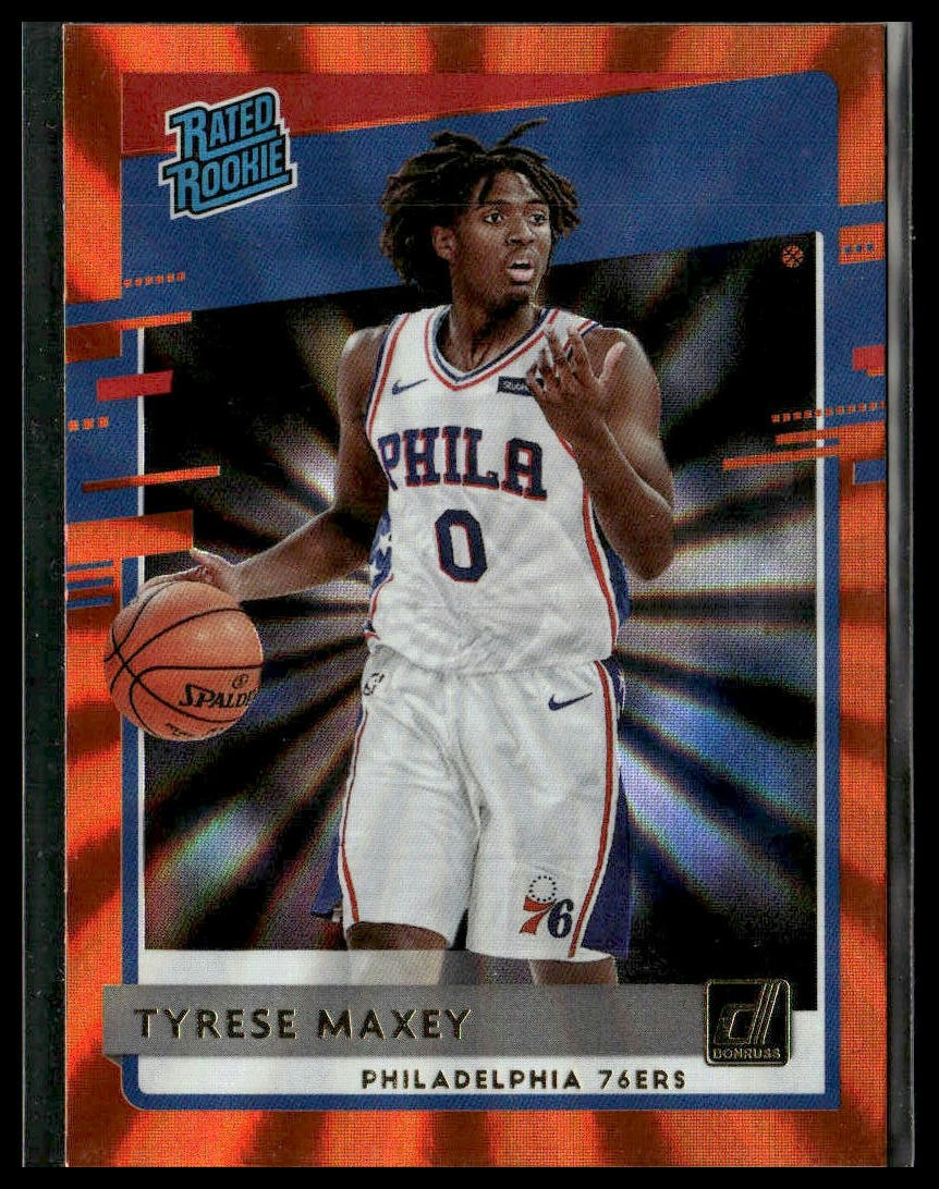 2020-21 Donruss #211 Tyrese Maxey Holo Orange Laser
