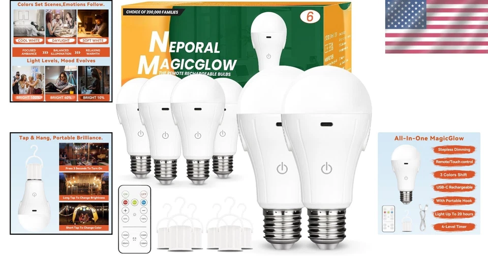 Lâmpadas LED MagicGlow com controle remoto - Escurecimento contínuo e design ecológico - Imagem 2 de 4