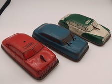 Argo Vintage Tin Toy Cars Lot of 3 - Fire Chief, Police, Blue