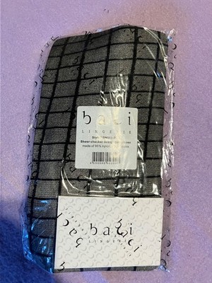 Baci Lingerie Strumpfhose schwarz Einheitsgröße Vierecke Netz Muster Neu