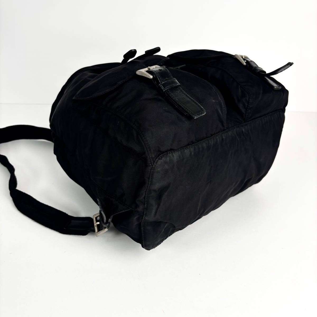 PRADA triangular logo drawstring nylon leather bl… - image 7