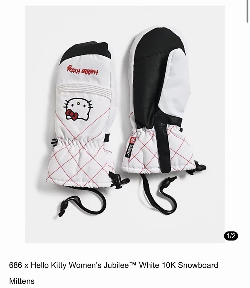 686 x Hello Kitty Women'sJubilee? Guantes de snowboard blancos 10K - blancos/medianos Foto 3 de 4