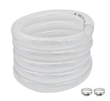 3/4" ID x 1" OD - 10 Ft High Pressure Braided Clear PVC Vinyl Tubing Flexible...