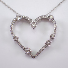 White Gold Diamond Heart Pendant and Chain: Simple Charm Choker Necklace