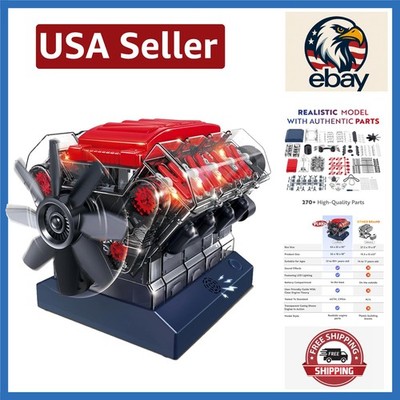 Realistic Mini V8 Engine Model Kit - Engaging STEM Activity for Teens & Adults