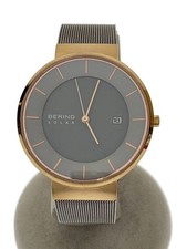 BERING Scandinavian Solar Gray Rose Gold Watch Excellent JAPAN