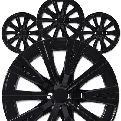 16 Black Lacquer Snap Fit Hubcaps 2018-2024 Toyota Camry Steel Wheels Set of 4