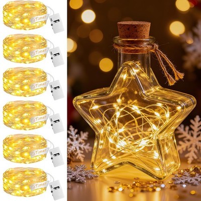 Fairdeer 6Pack Fairy Lights with Timer, 7ft 20 LED Twinkle 6 Pack, Warm White