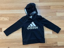 Adidas boys Hoodie Size 4 Black Pullover Sweatshirt Big Logo NWT New Tags Retro