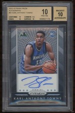 2015-16 Karl Anthony Towns Panini Prizm Rookie Auto RC BGS 10 Auto 10 