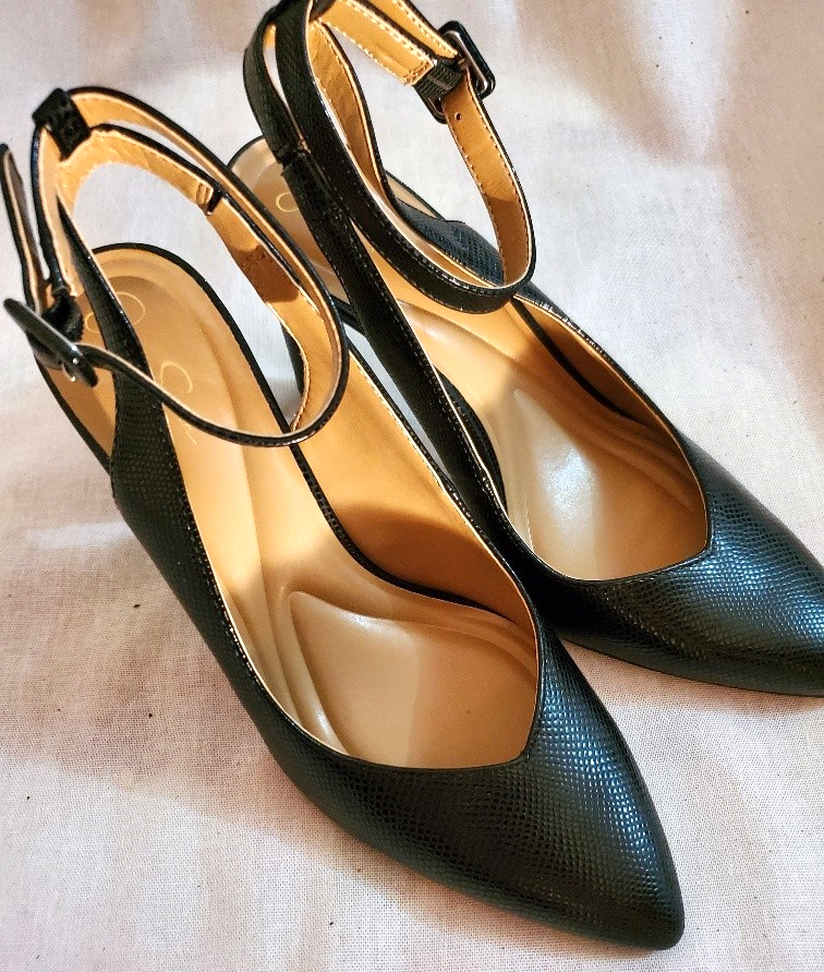 Jessica Simpson Black Faux Lizard Stiletto Heels Pointed Toe Size 8.5