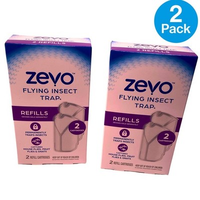 Zevo Flying Insect Trap Refills 2 Cartridges   2 Pack   New