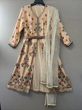 Anarkali Peach with Dupatta Gold And Belt Orange Sz M suit D0108303