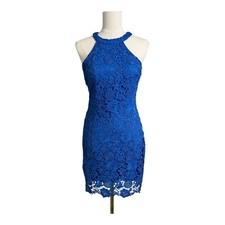 Lulus Love Poem Blue Lace Mini Dress Cocktail Party Date Night Out Small