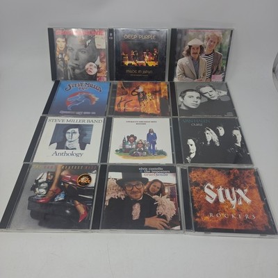 Lot of 12 Rock CDs David Bowie Styx Cars Steve Miller Van Halen