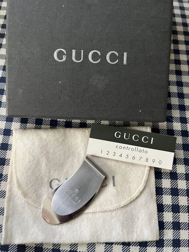 Cartera con clip para dinero Gucci plateada hecha en Italia muy buen regalo Envío gratuito Foto 2 de 3